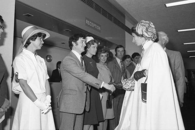 Members of every branch of the hospital's staff were among the invited guests who lined the reception hall at the hospital to watch Sir Sydney greet Princess Anne at the main doors.