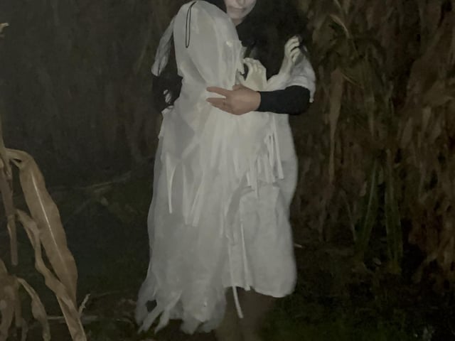 A ghost girl haunts the Waddingworth scare maze.