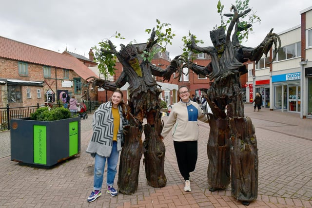 L-R Robyn Holder and Patricia Zafra with Treemendous megabeasts.