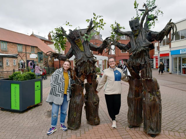 L-R Robyn Holder and Patricia Zafra with Treemendous megabeasts.