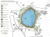 A map showing the reservoir on the landscape and how it might benefit leisure and conservation.