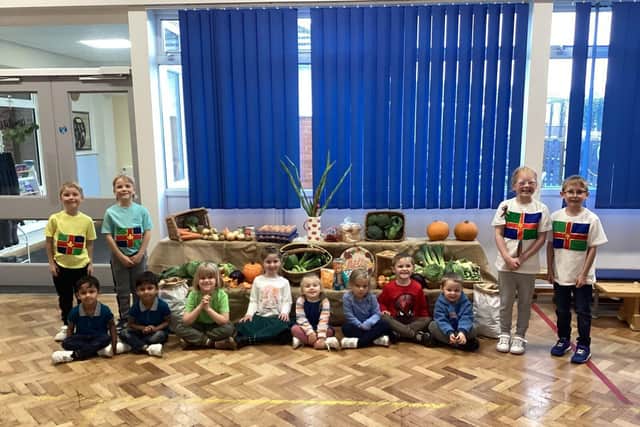 St Michael's children with Lincolnshire produce
