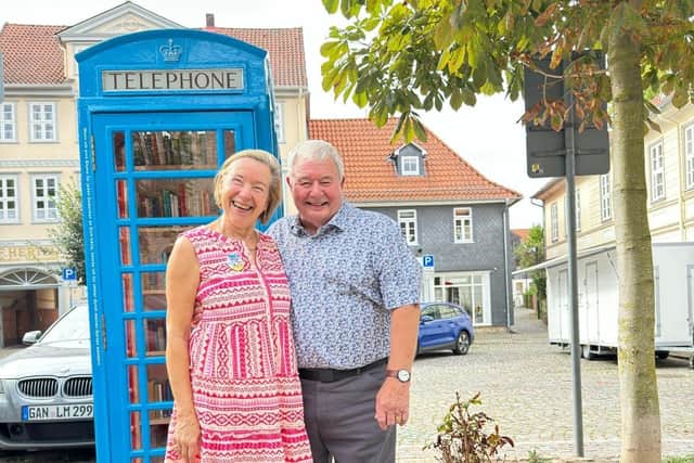 Chairman of Skegness Twinning Association  Coun Pete Barry with the chair of Bad Gandersheim, Ingrid Lohmann.