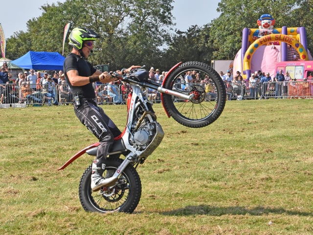 Motorbike stunt man Dangerous Steve wowed the crowd with tricks and stunts in the Grand Ring.