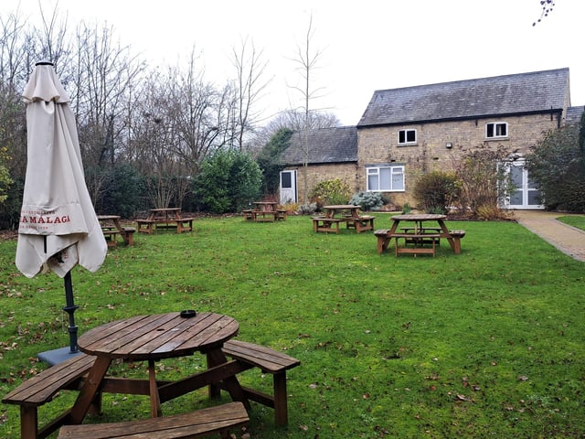 The pub also has a secluded outdoor garden.
