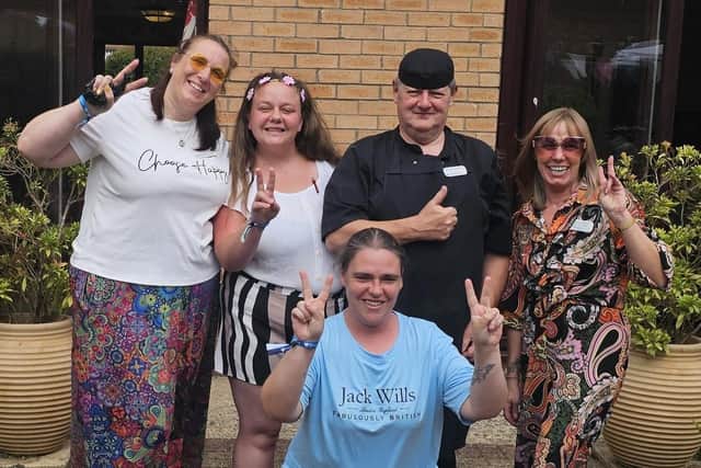 Having a good time at Tanglewoodstock are these staff members at the care home in Horncastle.