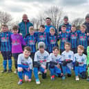 Young teams from Louth Football Club and Fulstow Juniors under-tens in their new kits, sponsored by the Ken Westerby Memorial Fund (KWM).