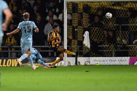 Mani Dieseruvwe goes close in the first half for the visitors at Boston United. Picture by FRANK REID