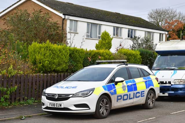 Police at the scene in Fold Hill, Friskney today (Wednesday).