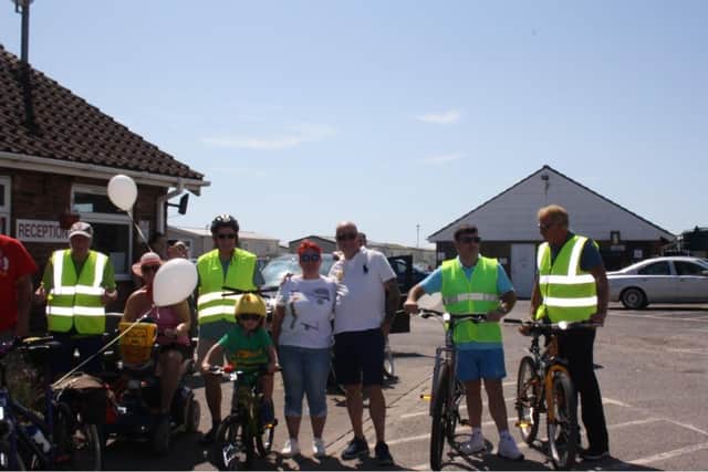 George with his team ready to set off on his charity ride.