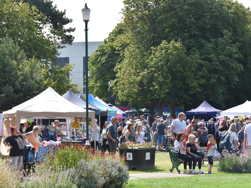 Crowds soaking up the sun at Skegness Carnival's 999 Day in Tower Gardens.