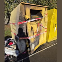 Chlothing bin for fire-fighters charity is set alight in Skegness