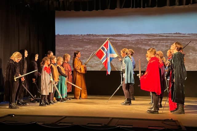 The opening battle in Young Stager's Macbeth.