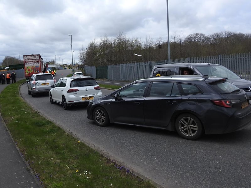 Motorists being turned away from the waste site in Sleaford due to the police cordon.