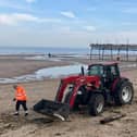 The clean-up operation along Skegness beach.