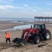 The clean-up operation along Skegness beach.