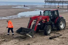 The clean-up operation along Skegness beach.