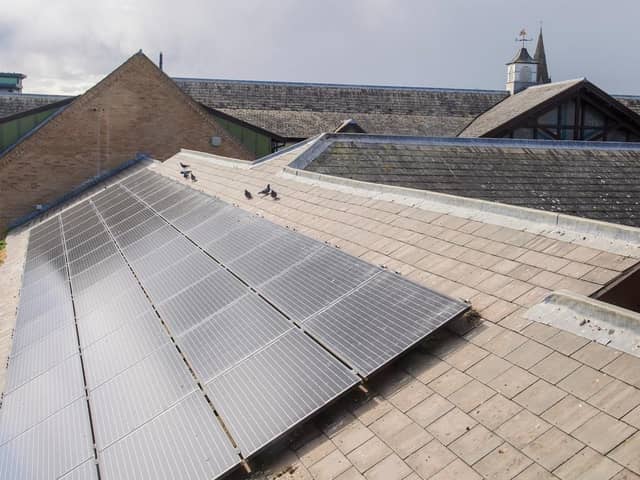 Solar panels already installed at NKDC's offices, with 230 more to be added before the winter. Photo: NKDC/Chris Vaughan