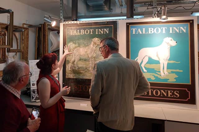 Nellie enjoyed discussing the sign with visitors to the exhibition. Image: Dianne Tuckett