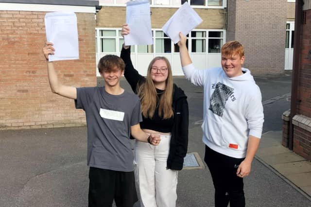 The Cowley Academy's Leon Glover, Libby Prew, and Charlie Mann.
