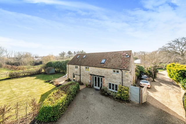 An aerial view of the rear of the home.