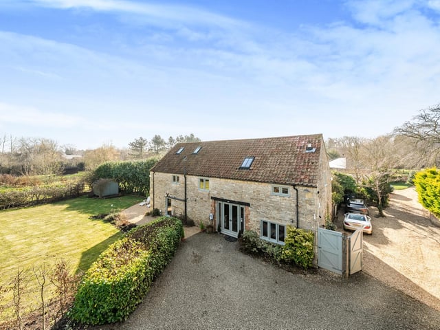 An aerial view of the rear of the home.