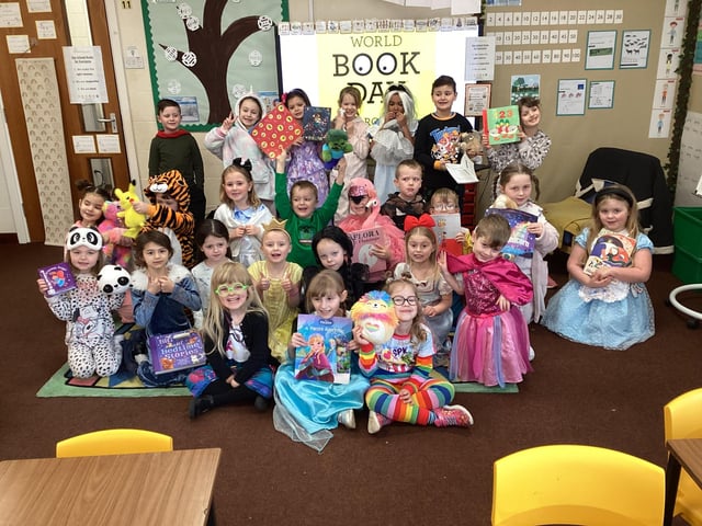 Celebrating World Book Day, another year one class at the Richmond School, Skegness.
