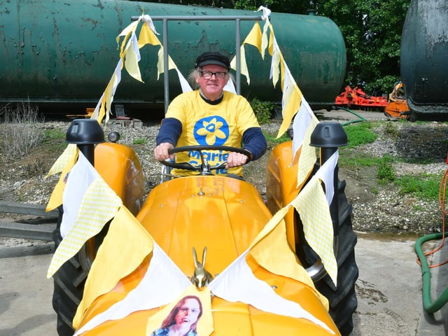 Sam Booth, of North Scarle, was one of many drivers who dressed up their tractors, and themselves, in yellow in support of the Marie Curie charity.
