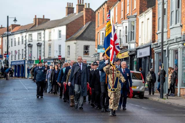 Louth's Remembrance Parade marches down Eastgate. Photos: John Aron Photography