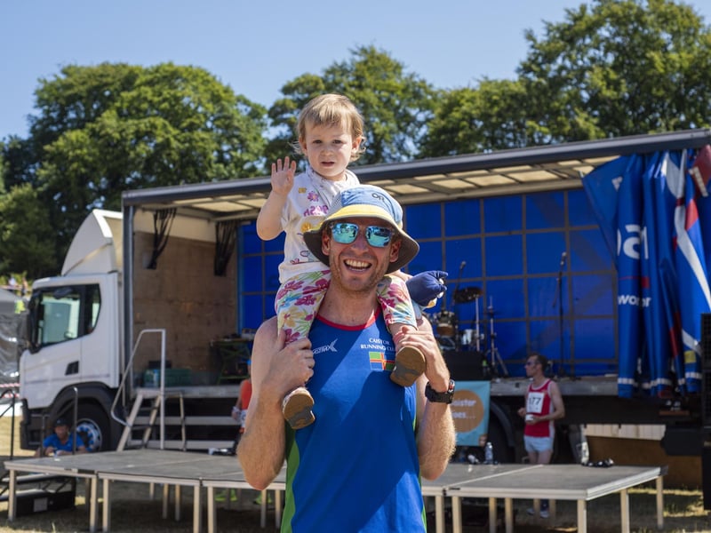 The Sting challenge men's race winner Rob Payne with daughter Rosie Payne, aged, two, from Caistor. Photo: Holly Parkinson