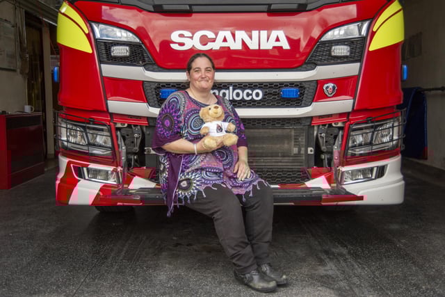 Kibi bear with Michelle Barrett (Kibi's mum). Photo: Holly Parkinson