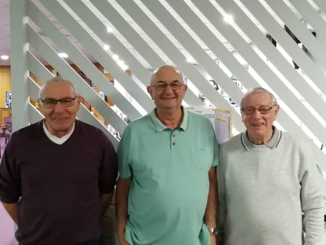 IBC rink of Dennis Ellis, Dave Gill and Bunny Reeson having won 21-20 against Royal Mail
