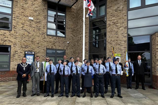 The flag has been raised outside Guildhall to commemorate Armed Forces Day. Image: WLDC