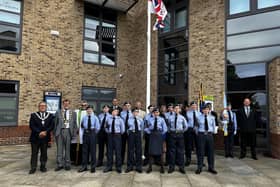 The flag has been raised outside Guildhall to commemorate Armed Forces Day. Image: WLDC