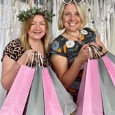 Clare Bradford with Alison Riley of Bridal Reloved Caistor with the goodie bags available to the first 30 brides.