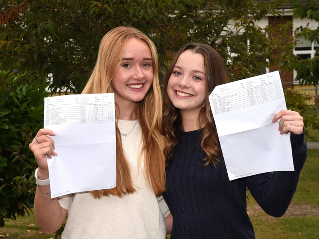Isla Brown and Ella Smith share delight over results.