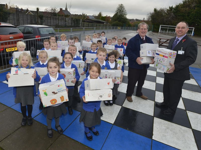 Youngsters at St Michael's CofE Primary School, in Louth, lending their support to the annual Rotary Shoebox Scheme, helping spread festive cheer among people in need in Eastern Europe.