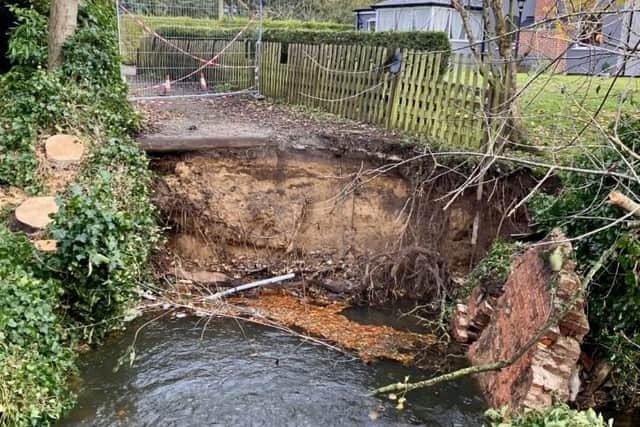 The site of the bridge collapse over Nettleton Beck