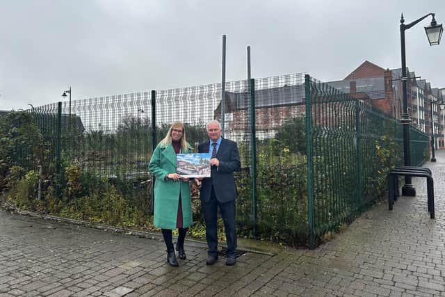 Sally Grindrod-Smith, director of Planning, Regeneration and Communities with leader of West Lindsey District Council, Coun Trevor Young, outside Baltic Mill