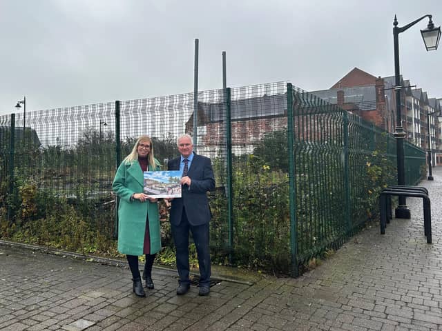 Sally Grindrod-Smith, director of Planning, Regeneration and Communities with leader of West Lindsey District Council, Coun Trevor Young, outside Baltic Mill