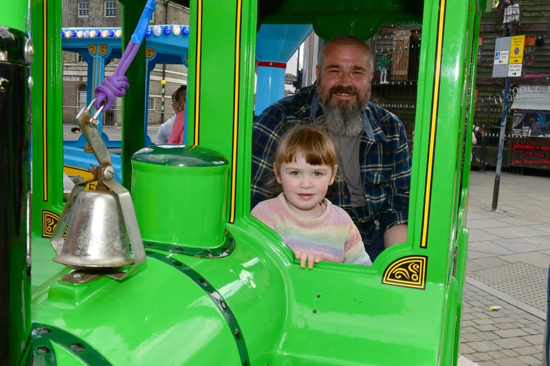 Andrew Whicker, of Kirton, with Grace Smith, 3.