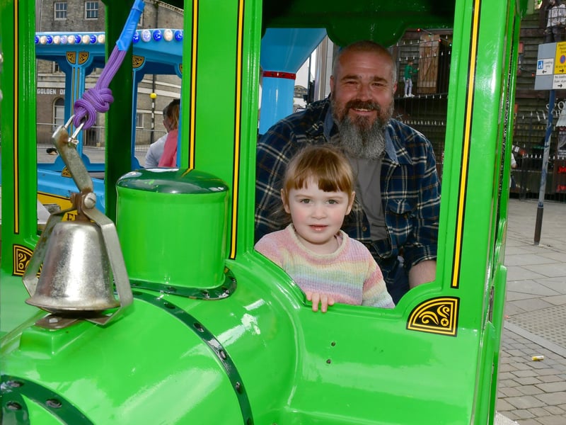 Andrew Whicker, of Kirton, with Grace Smith, 3.