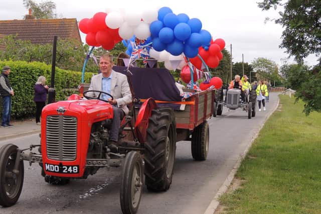 The jubilee tractor parade around South Kyme on Saturday.