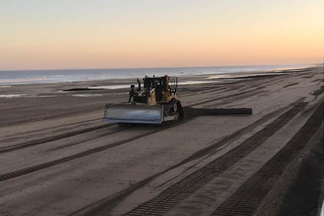 An annual beach nourishment scheme along the Lincolnshire coast.