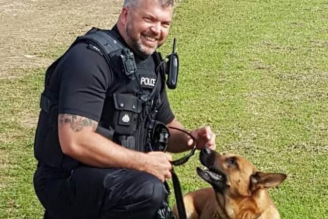 Police Dog Boris, who served alongside his handler PC Karl Pownall.