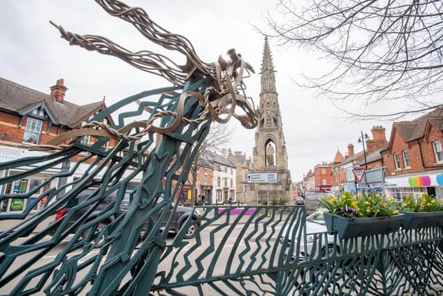 The Wyvern Barrier in Sleaford, next to Monument Gardens.