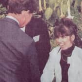 Dee Dee Lee (right) meeting Prince Charles after performing for him on his birthday.