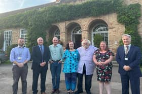 Grant White, Enterprising Communities manager, Coun Trevor Young, leader of West Lindsey District Council, Joe Bartrop from Scampton, Kate and Bill Rodgers from Stepping Stones Theatre, Michelle Leighton and chief executive of West Lindsey District Council, Ian Knowles.