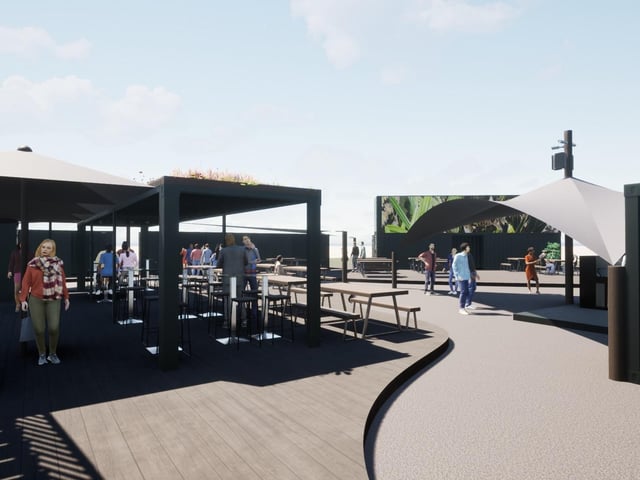 Computer-generated imagery of plans for a new entertainments complex submitted by Bottons Pleasure Beach.