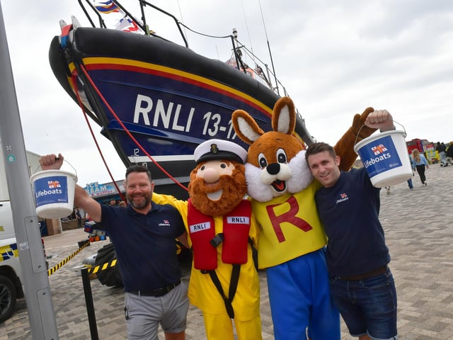 Stormy Stan (second right) joins (from left) Craig Hopkins and Bradley Johnson and Richie Rabbit